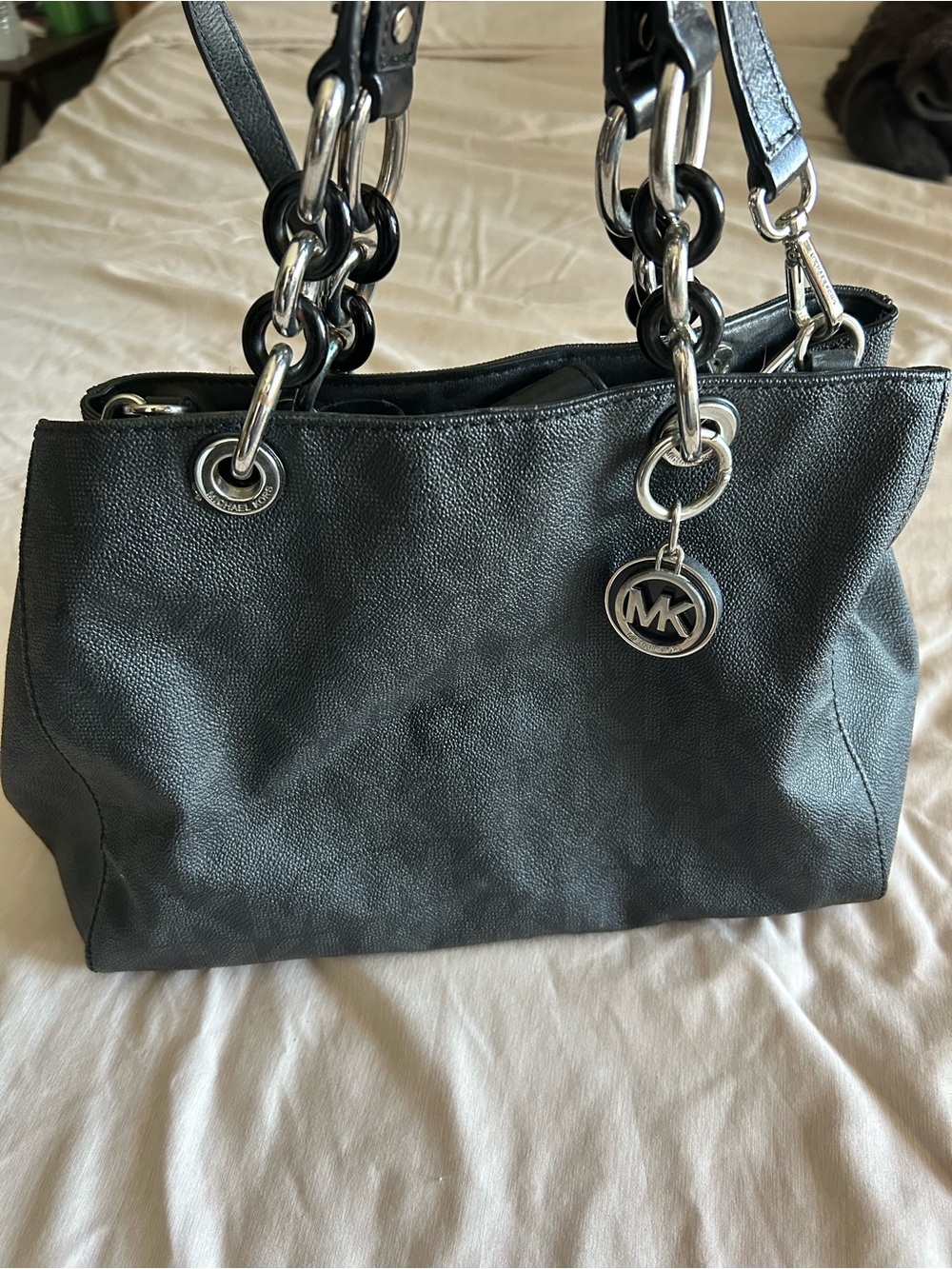 Michael Kors Black Chain-Link Shoulder Tote
